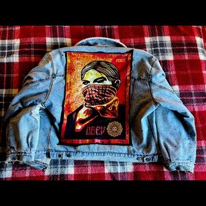 Custom Obey handmade carrera jean jacket